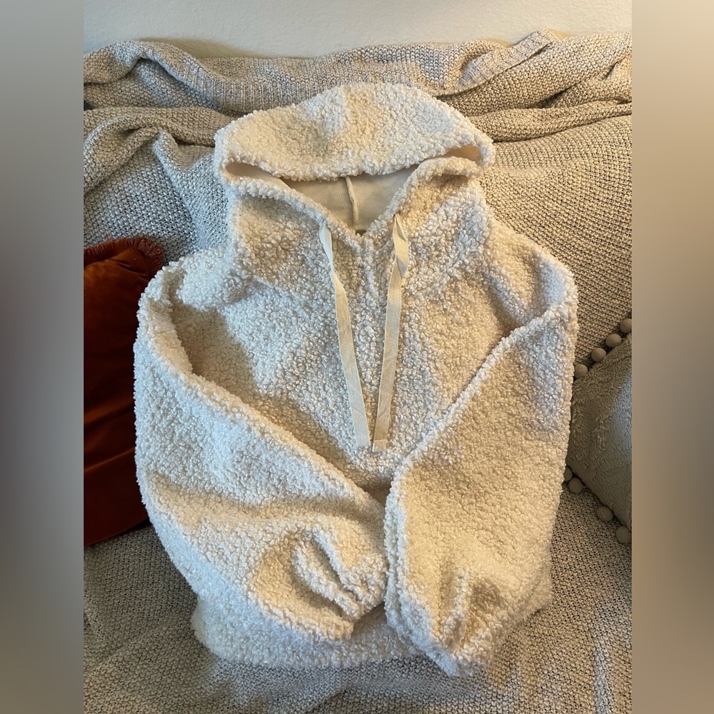 White teddy hoodie